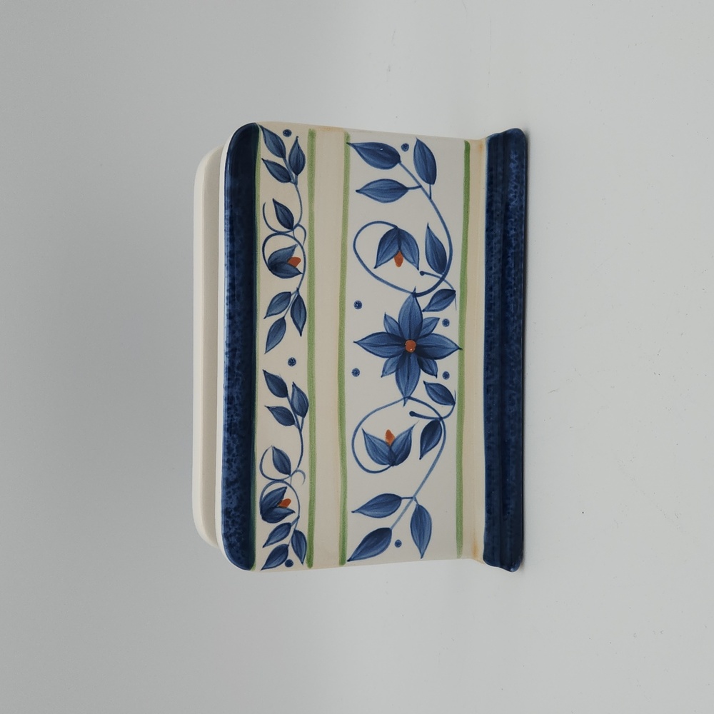 Pfaltzgraff Orleans Floral Heavy Ceramic Napkin Holder 7" x 5"